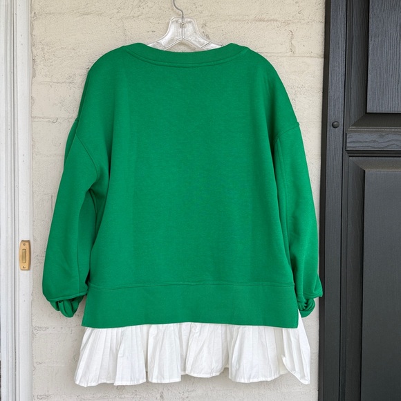 NWT Anthropologie Maeve Green/White V-Neck Twofer Knit Pullover Small - Picture 7 of 12